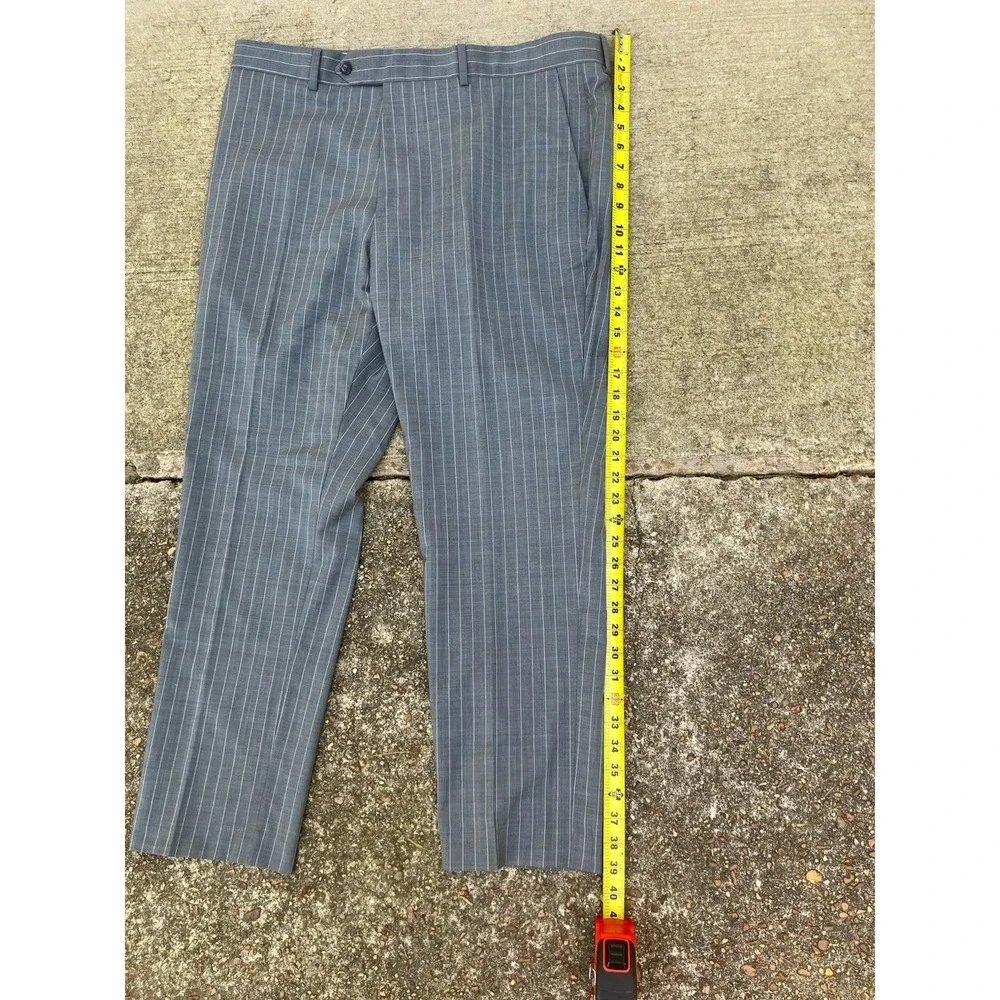 Brooks Brothers 1818 Regent Fit Mens 46x40 Grey Blue Plaid Wool Dress Pant Italy